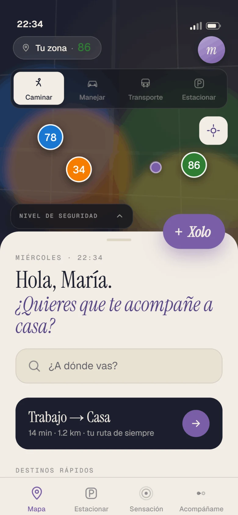 Tu zona con su calificación.
