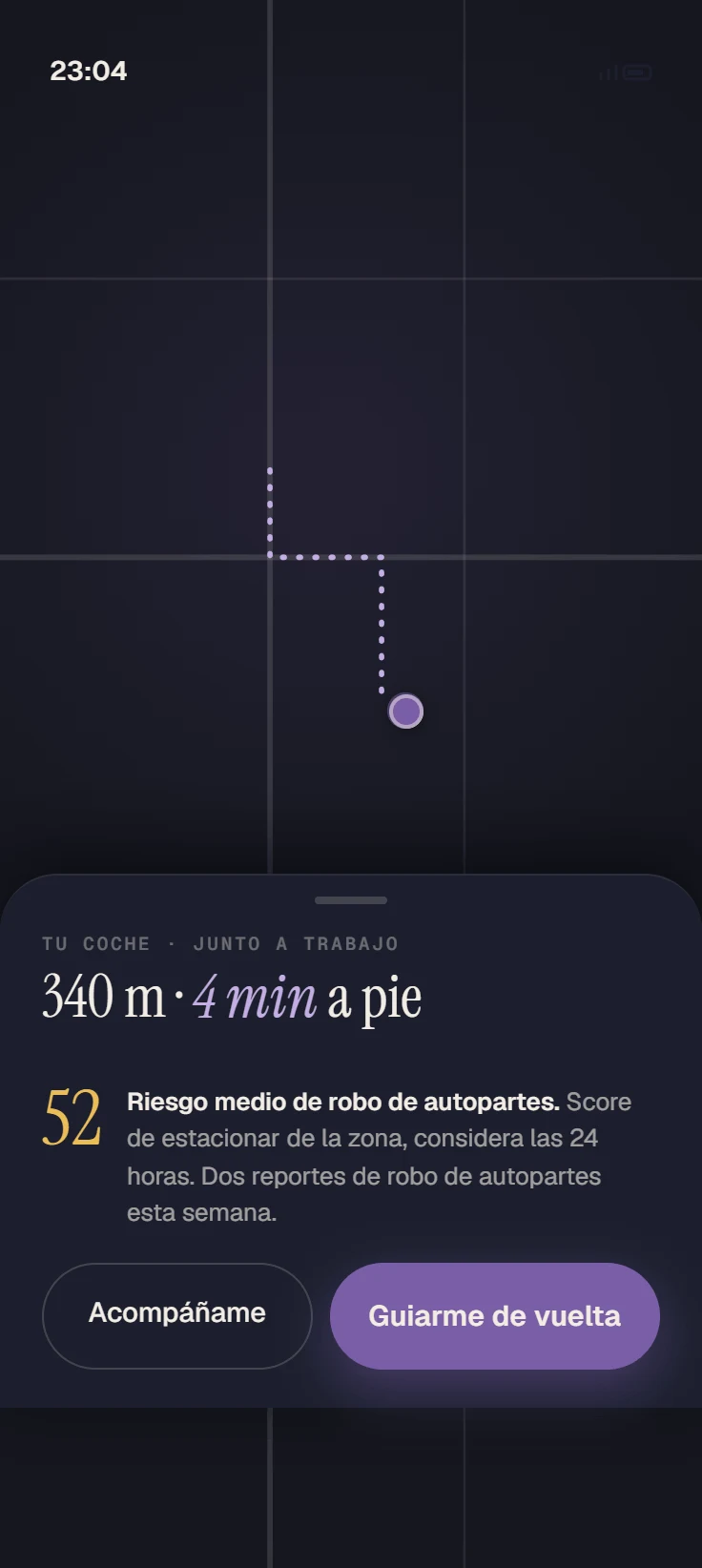 Guiarme de vuelta al auto.